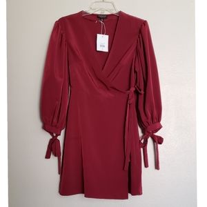 Topshop NWT Balloon Sleeve Mini Wrap Dress